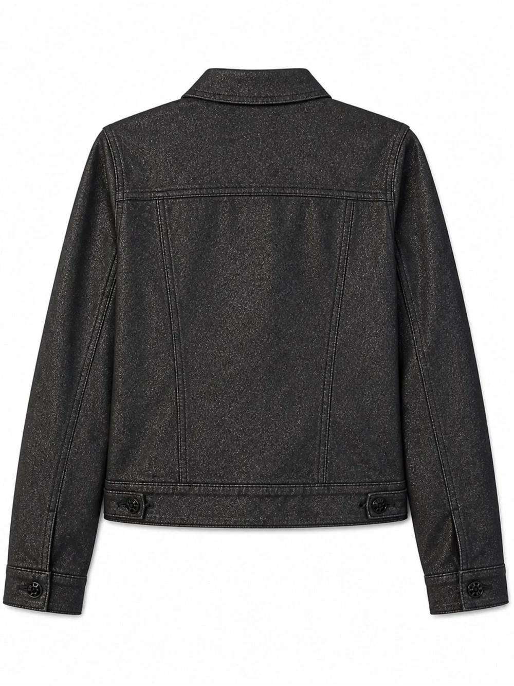 NWOT William Rast Women's Small Black Metalic Jean Jacket With Rivet Buttons